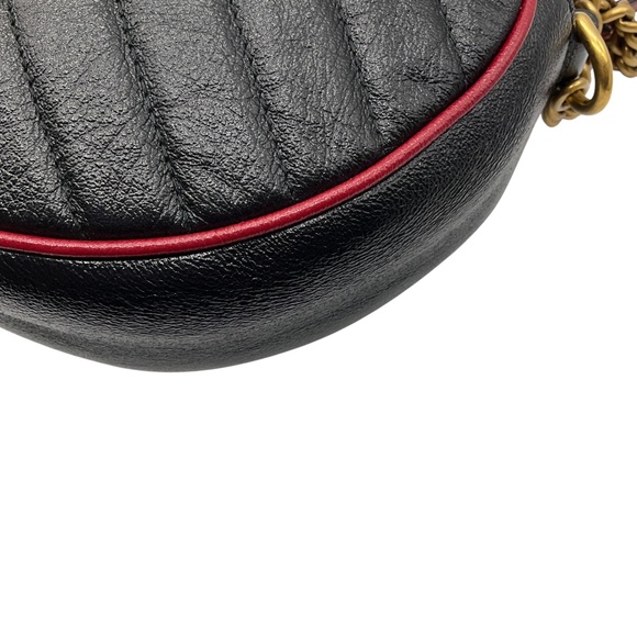 GUCCI BLACK / RED GG MARMONT MINI ROUND SHOULDER BAG - Picture 8 of 14
